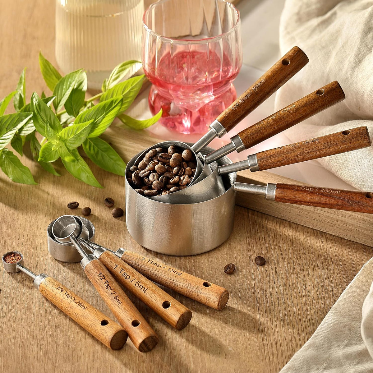 pack stainless steel measuring cups in use lifestyle