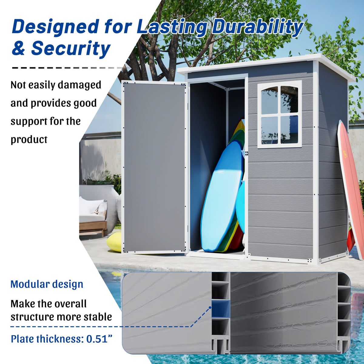 5x3ft resin outdoor storage shed product detail