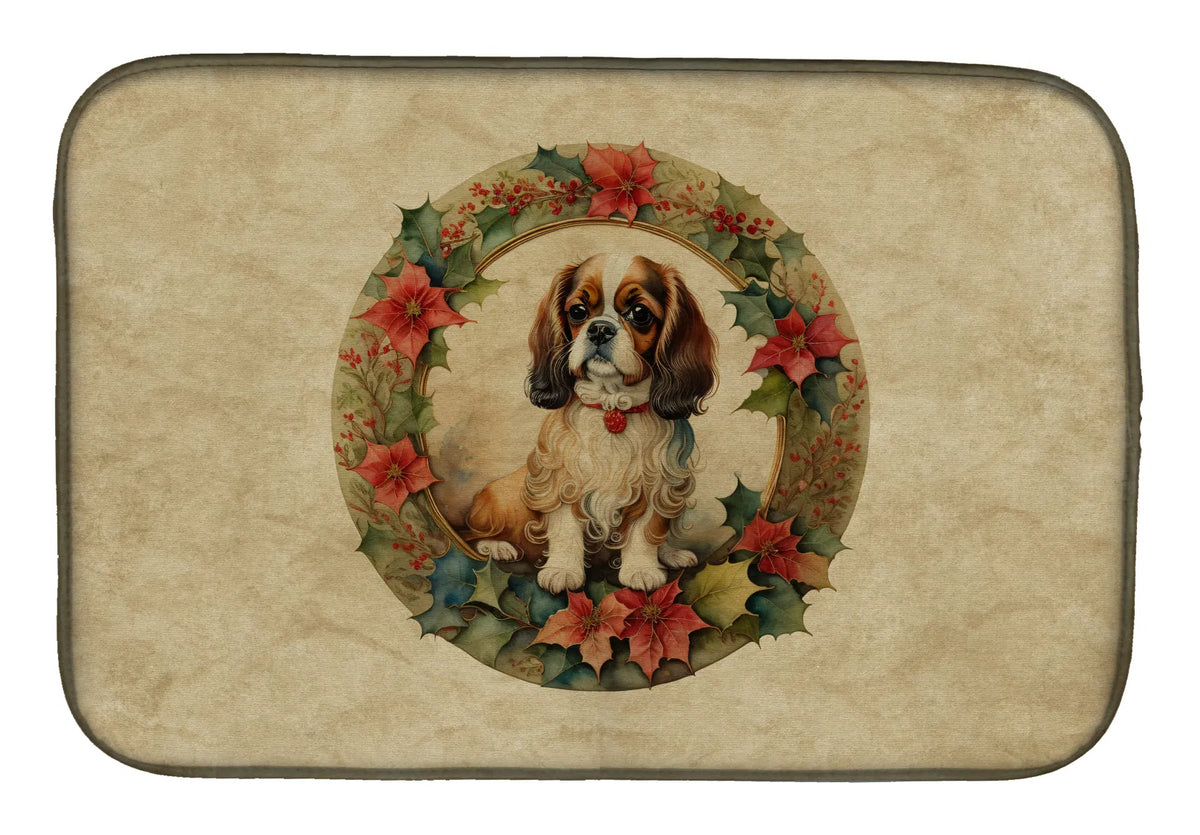 English Toy Spaniel Christmas Flowers Dish Drying Mat Absorbent Dish Drying Mat - Image 3