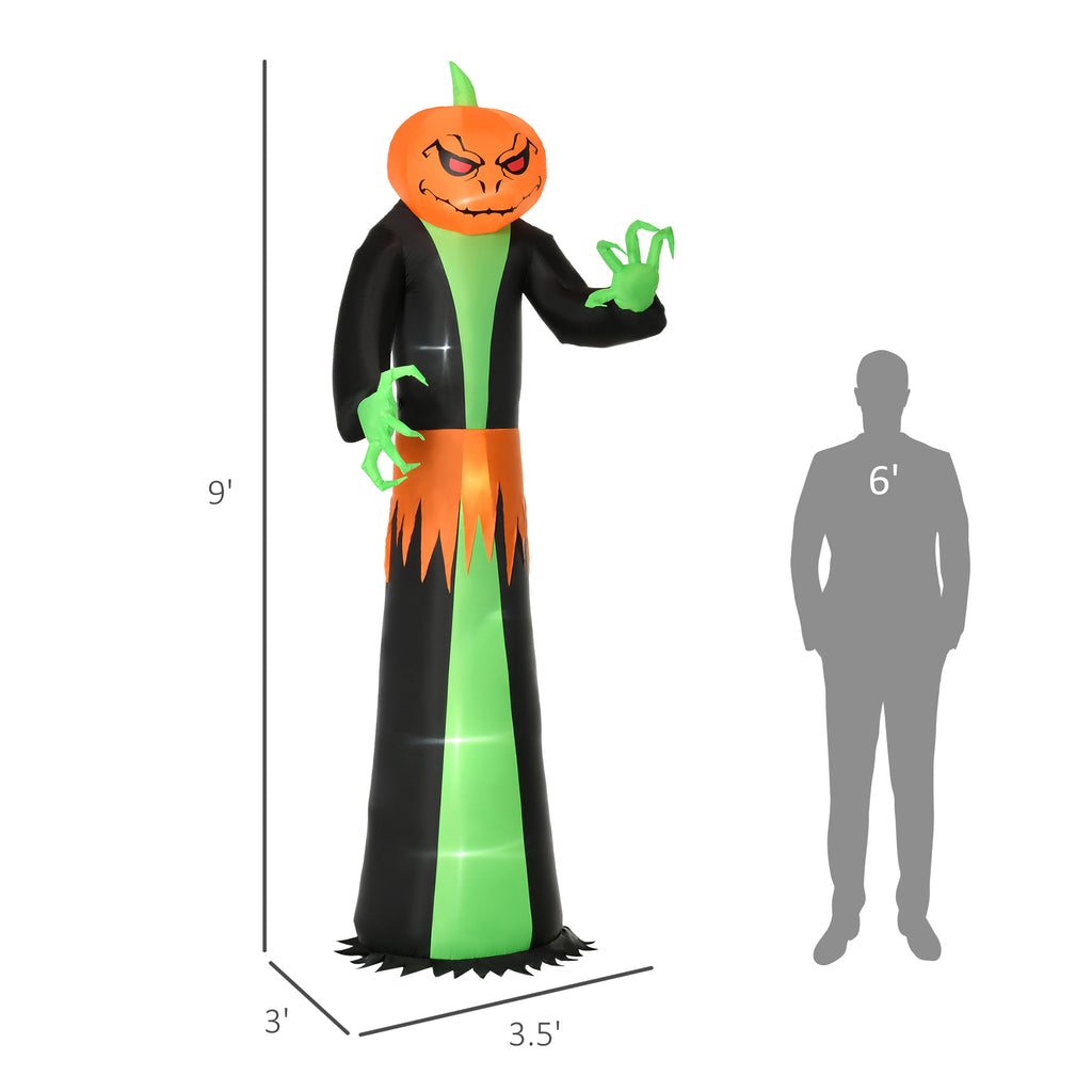 9FT Halloween Inflatable Pumpkin Ghost With Built In LED Lights Blow Up - Image 4