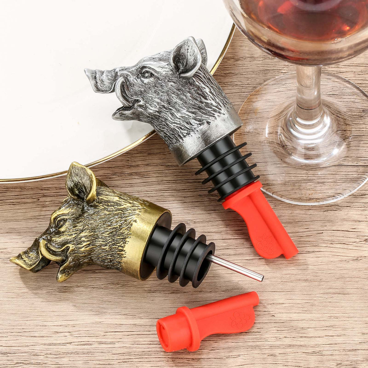 Wild Boar Head Wine Pourer Vacuum Sealing Wine Spout Stopper For Cocktails - Image 4
