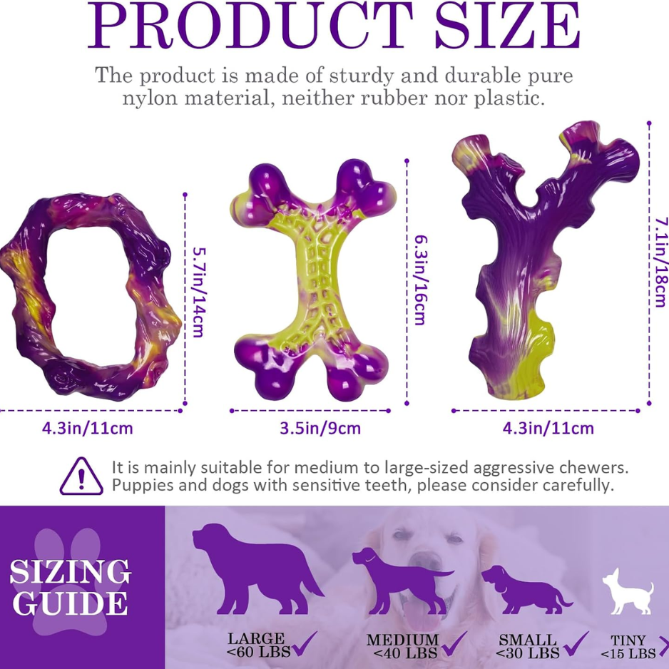 Tough Dog Toys For Aggressive Chewers 3 Pack Indestructible Dog Toys For Large