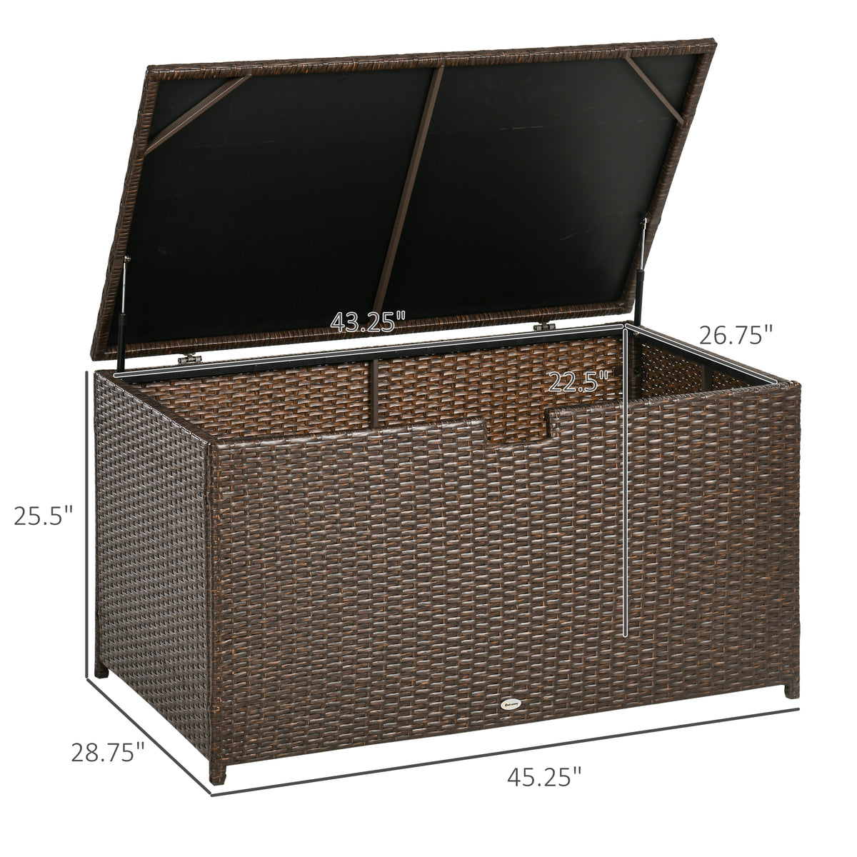 113 Gallon Outdoor Storage Box Rattan Deck Box For Indoor Patio Furniture