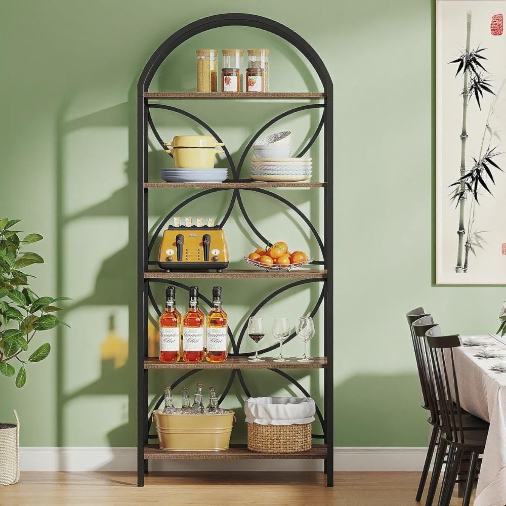 5-Tier Rustic Industrial Narrow Bookshelf