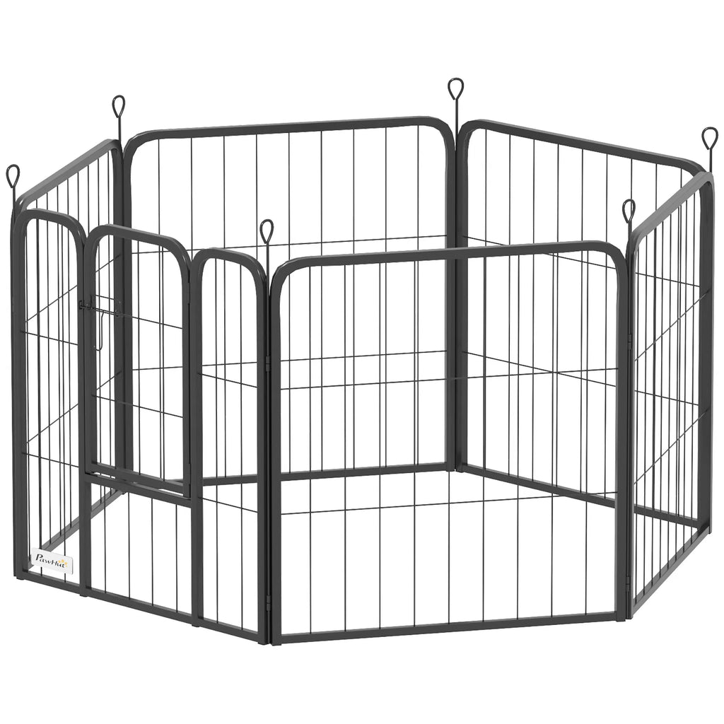 6 Panels Heavy Duty Dog Playpen Outdoor Indoor with Door & Strap 24" Height - Image 2