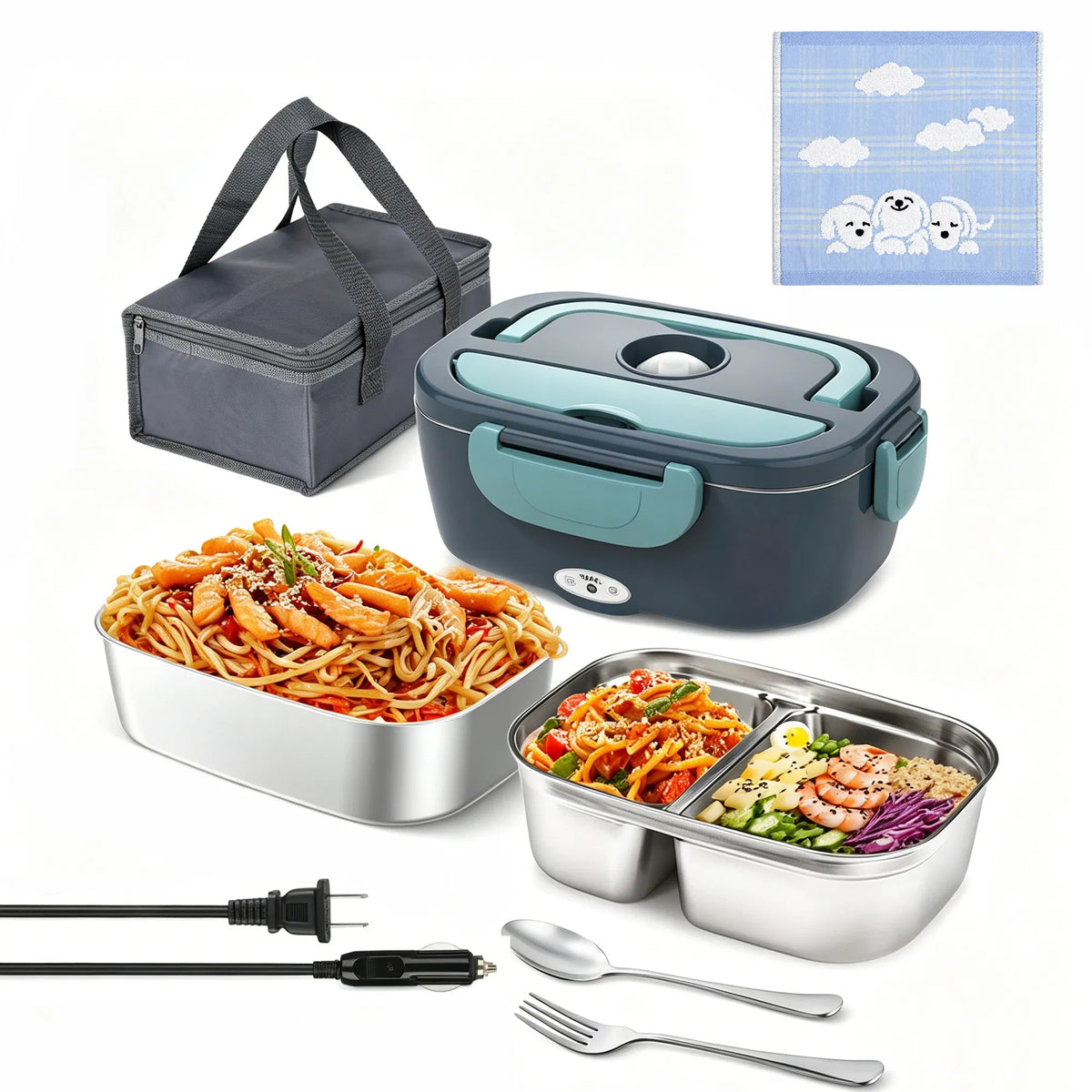 Electric Lunch Box Food Heater 90W Portable Warmer for Car Truck Work with 304 - Image 3