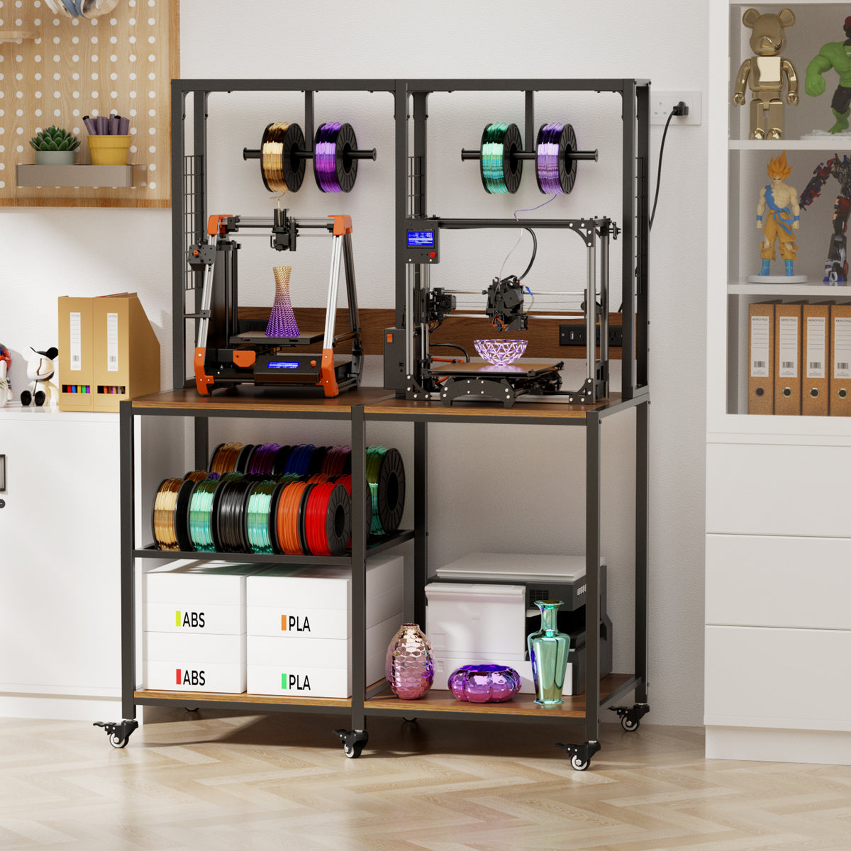 Double 3D Printer Stand With Filament Storage Heavy Duty Metal Frame Dual 3D - Image 5