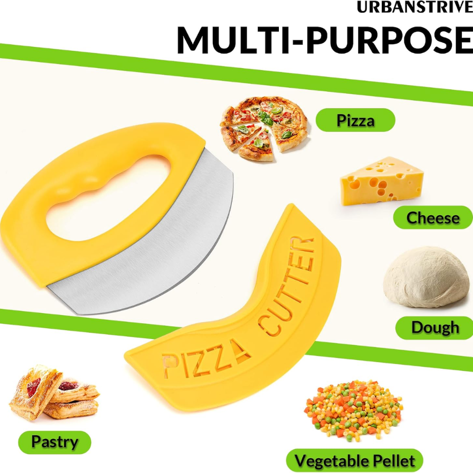 Heavy Duty Stainless Steel Pizza Cutter Rocker With Protective Blade Cover - Image 3