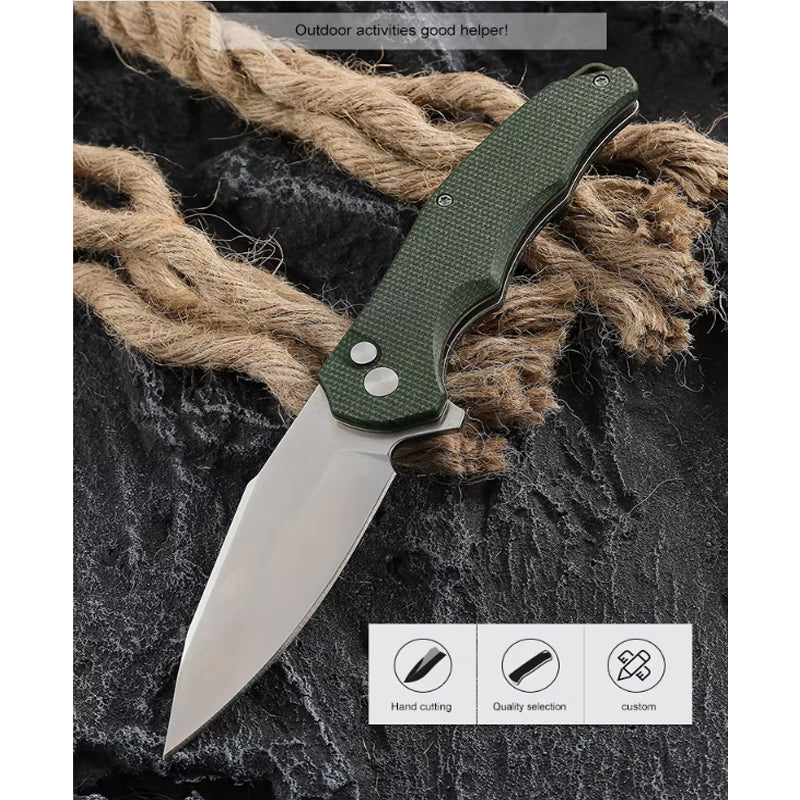 Folding Knife OD Green G10 Handle Pocket Knife 14C28N Steel Thumb Stud Outdoor - Image 5