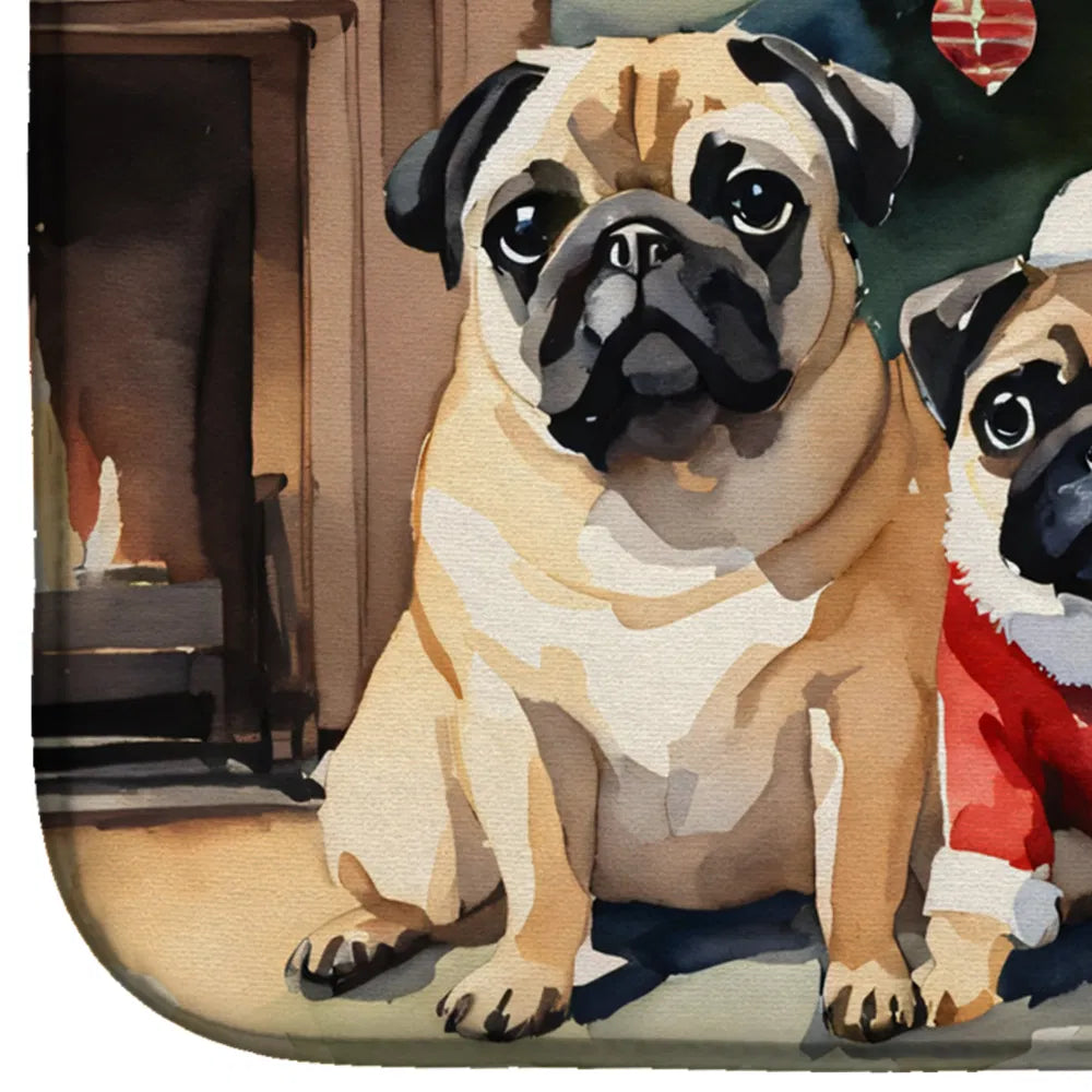 Pug Cozy Christmas Dish Drying Mat Absorbent Dish Drying Mat Pad for Kitchen - Image 4