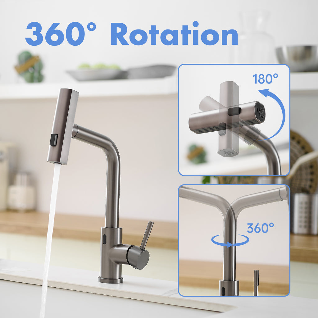 touchless kitchen faucet hands free in use lifestyle