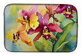 Orchids in Watercolor Dish Drying Mat Absorbent Dish Drying Mat Pad for Kitchen