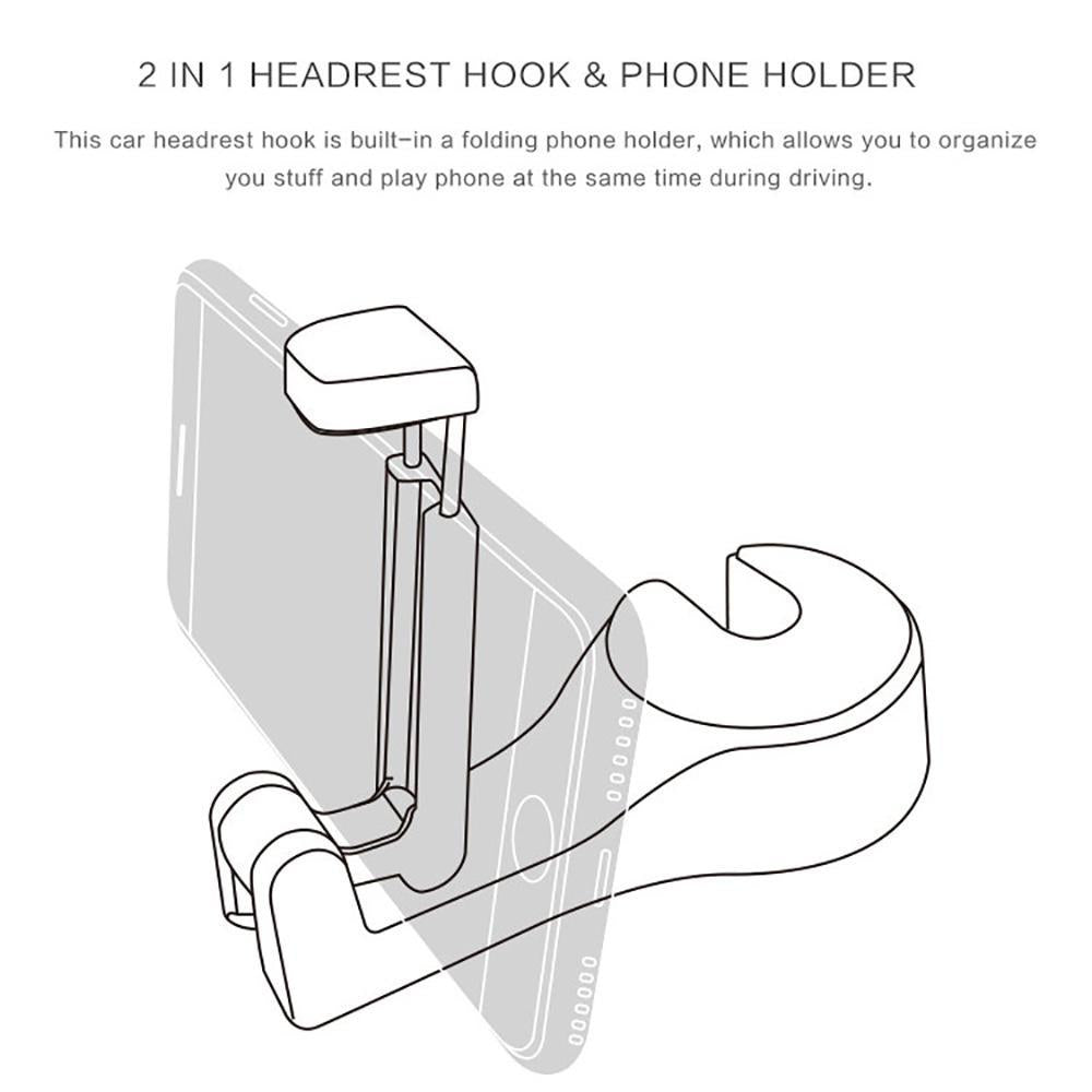 car headrest hook with phone product angle 8