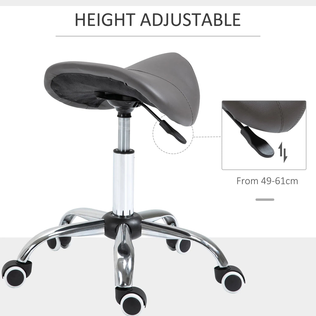 Saddle Stool Adjustable Hydraulic Rolling Beauty Salon Stool Ergonomic PU - Image 5