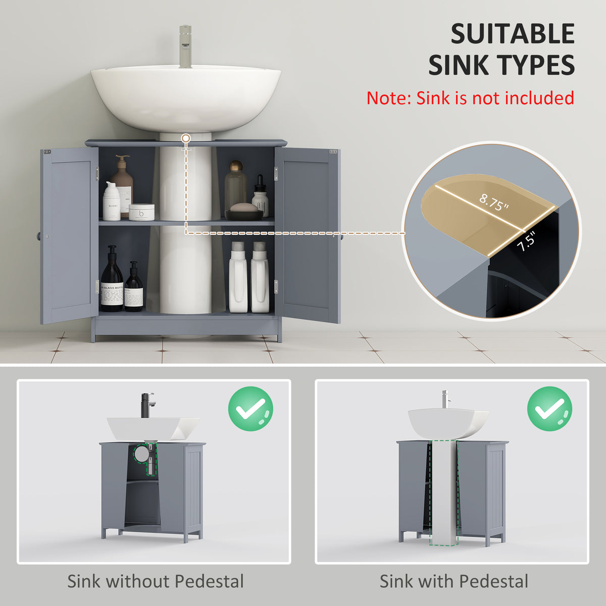 under sink bathroom cabinet pedestal dimensions and features