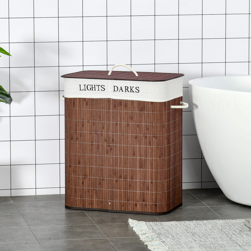Bamboo Laundry Basket With Lid And String Handles Collapsible Laundry Hamper