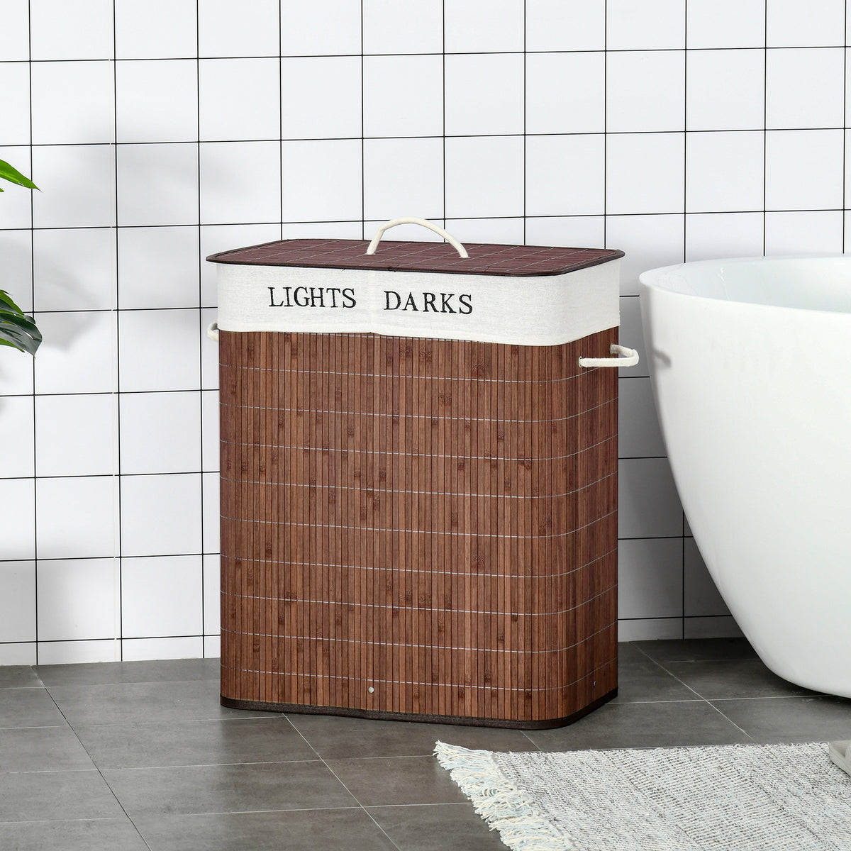 Bamboo Laundry Basket With Lid And String Handles Collapsible Laundry Hamper
