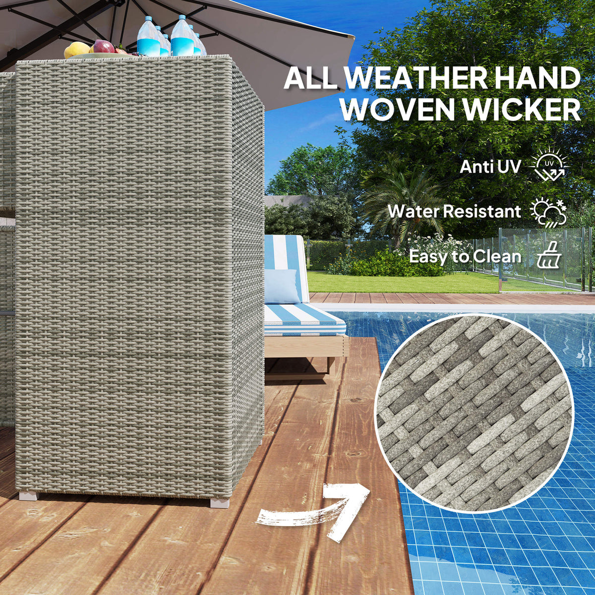 Outdoor Towel Rack For Pool W Drawer & Cabinet Gray - Image 3