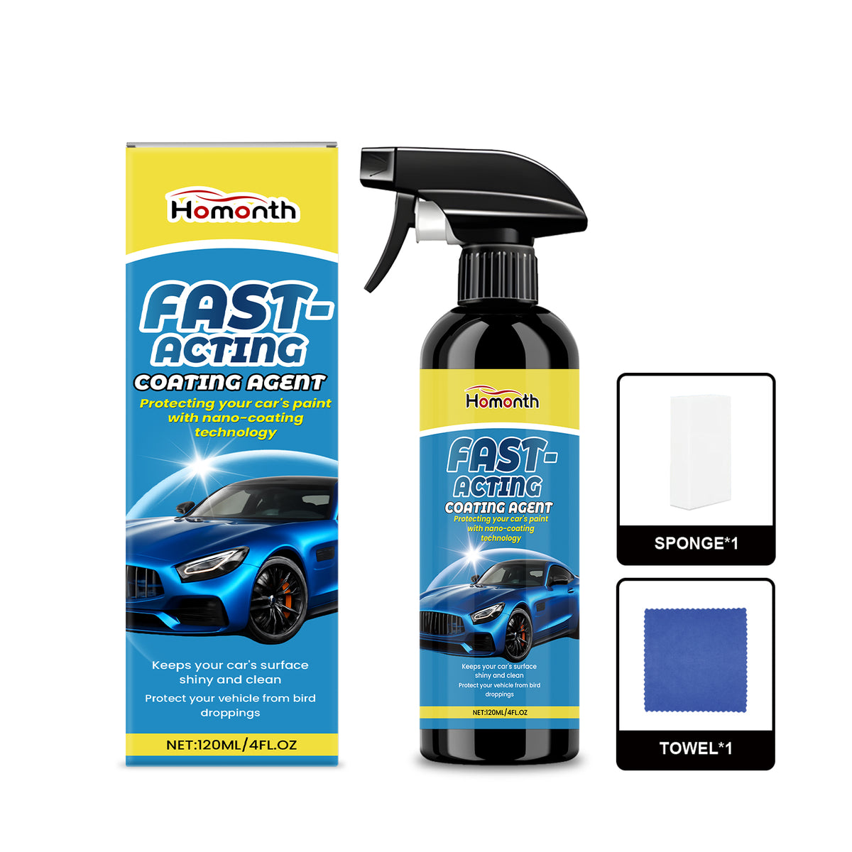 Car Coating Spray Kit Paint Mirror Protection Restoration Sealant Set