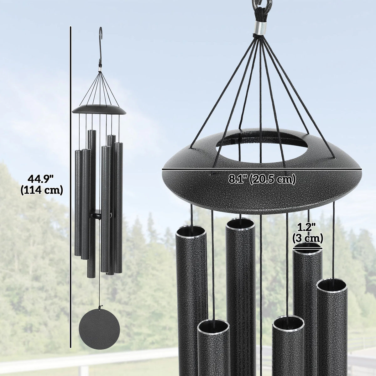 45" Wind Chimes Outdoor Deep Tone Wind Chime with 6 Aluminum Tubes and Hook for - Image 5
