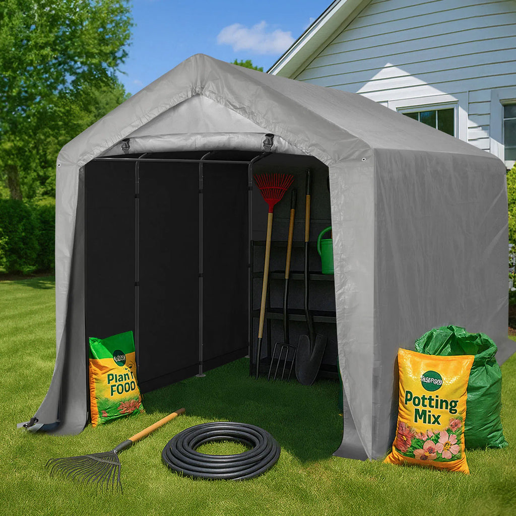 8x12ft heavy duty portable outdoor storage shelter shed with roll up zipper door - angle 9 detail