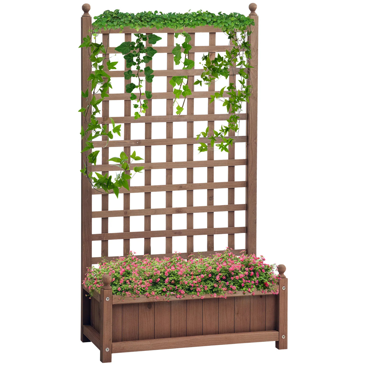 Raised Garden Bed with Trellis Wood Planter Box for Garden Free Standing - Image 2