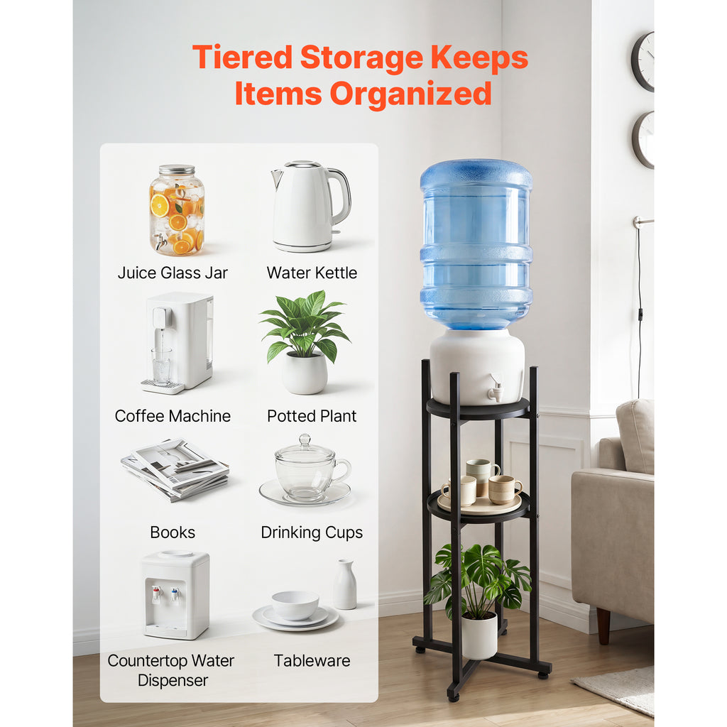 Water Dispenser Stand Tiers Jug Holder For 1 Bottle Heavy Duty Rack Organizer - In-Use and Feature Display