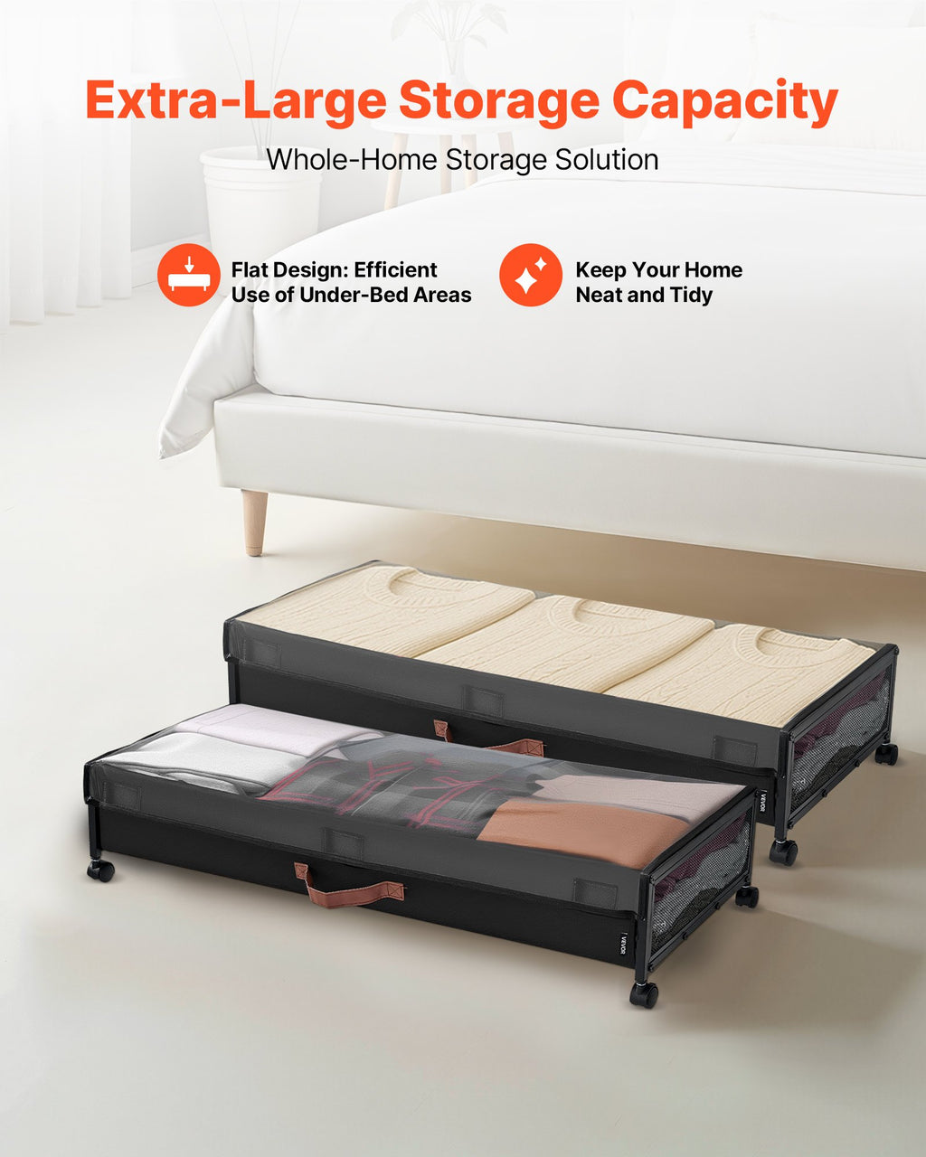 under bed storage with wheels in use lifestyle