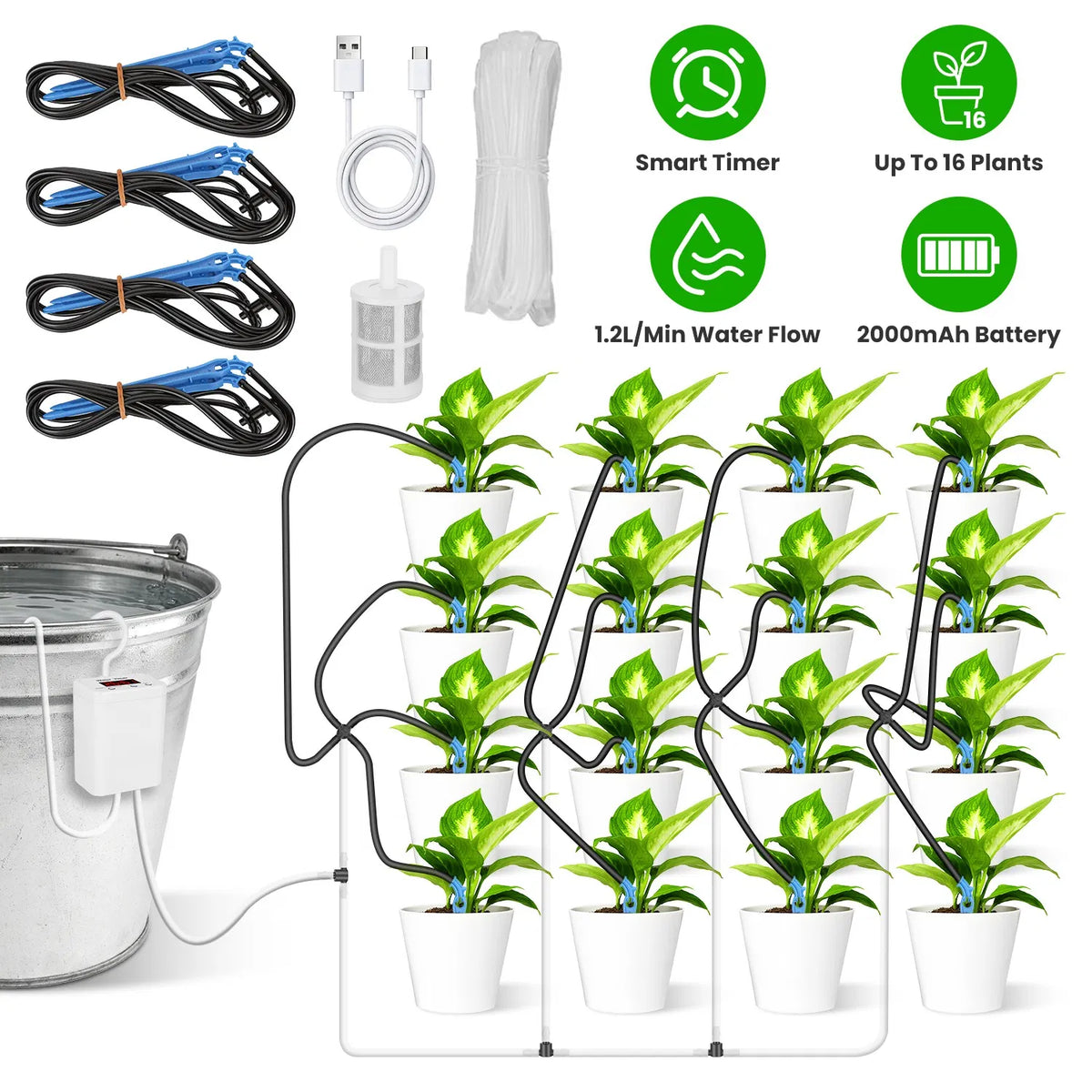 Smart Auto Plant Watering Device Low Noise 4W Efficient Drip Irrigation Kit
