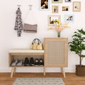 Rattan Shoe Storage Bench with Removable Cushion