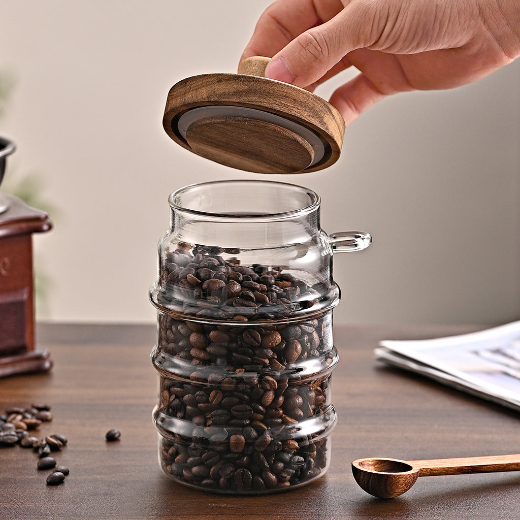 3 Piece Pcs Glass Coffee Jars With Spoons Candy Biscuit Storage Tea Snack Seasoning - Additional View 8