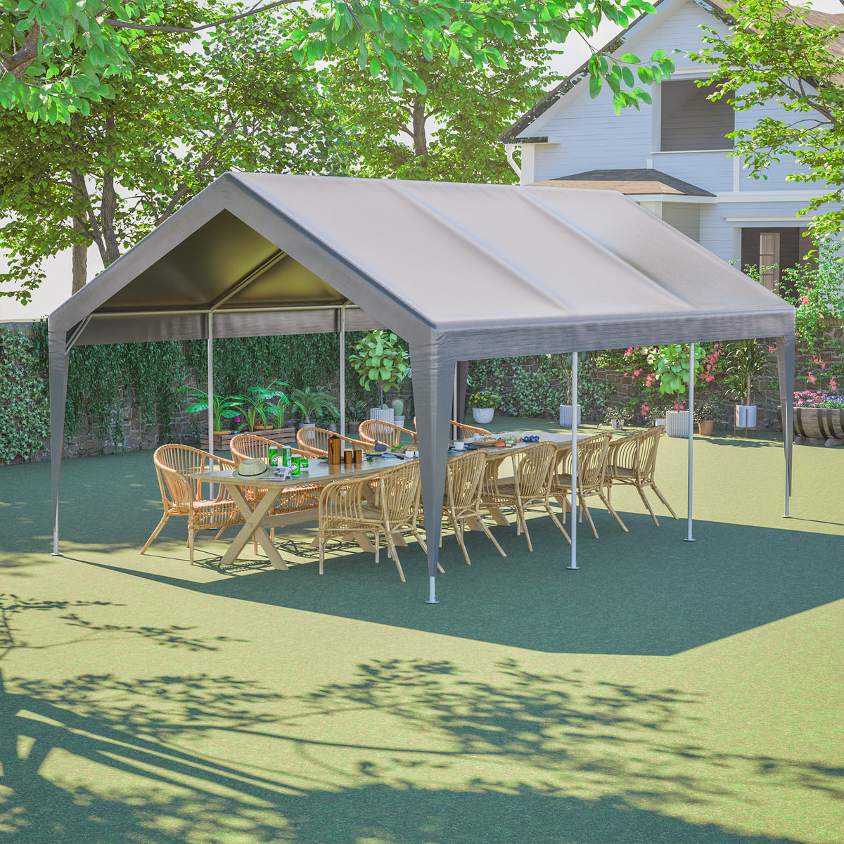 13'x20' Canopy with 2 Roll Up Doors Waterproof Party Tent Carport & Storage - Image 2