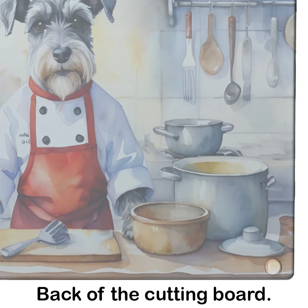 NEW Schnauzer The Chef Glass Cutting Board Decorative Tempered Glass Kitchen