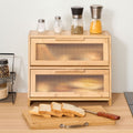 Double Layer Bread Box For Kitchen Counter Bamboo Storage Container Natural - Image 6