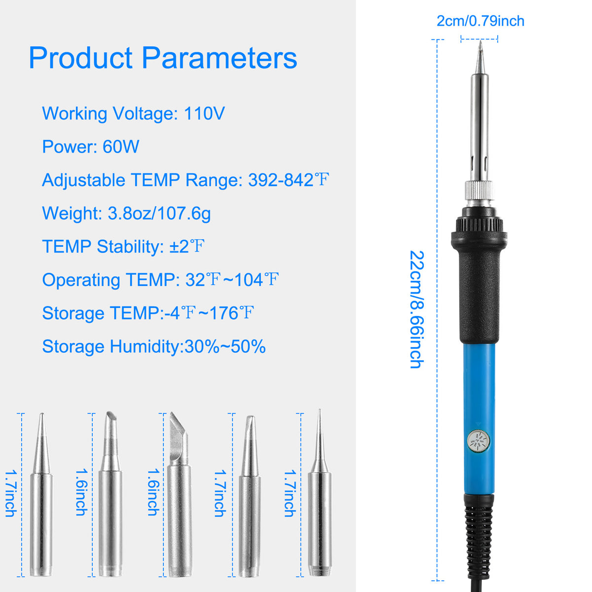 Soldering Iron 110V 60W Adjustable Temperature PCB Electric Welding Iron With - Image 2