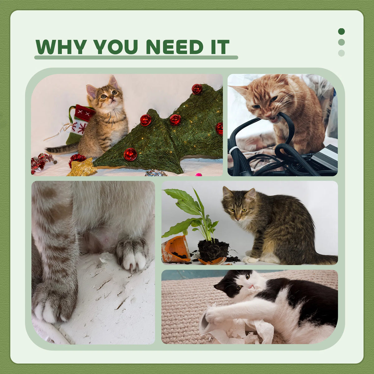 47" Tall Cat Tree Tower with Condo Ladder Scratching Posts and Hanging Ball Green - Image 5