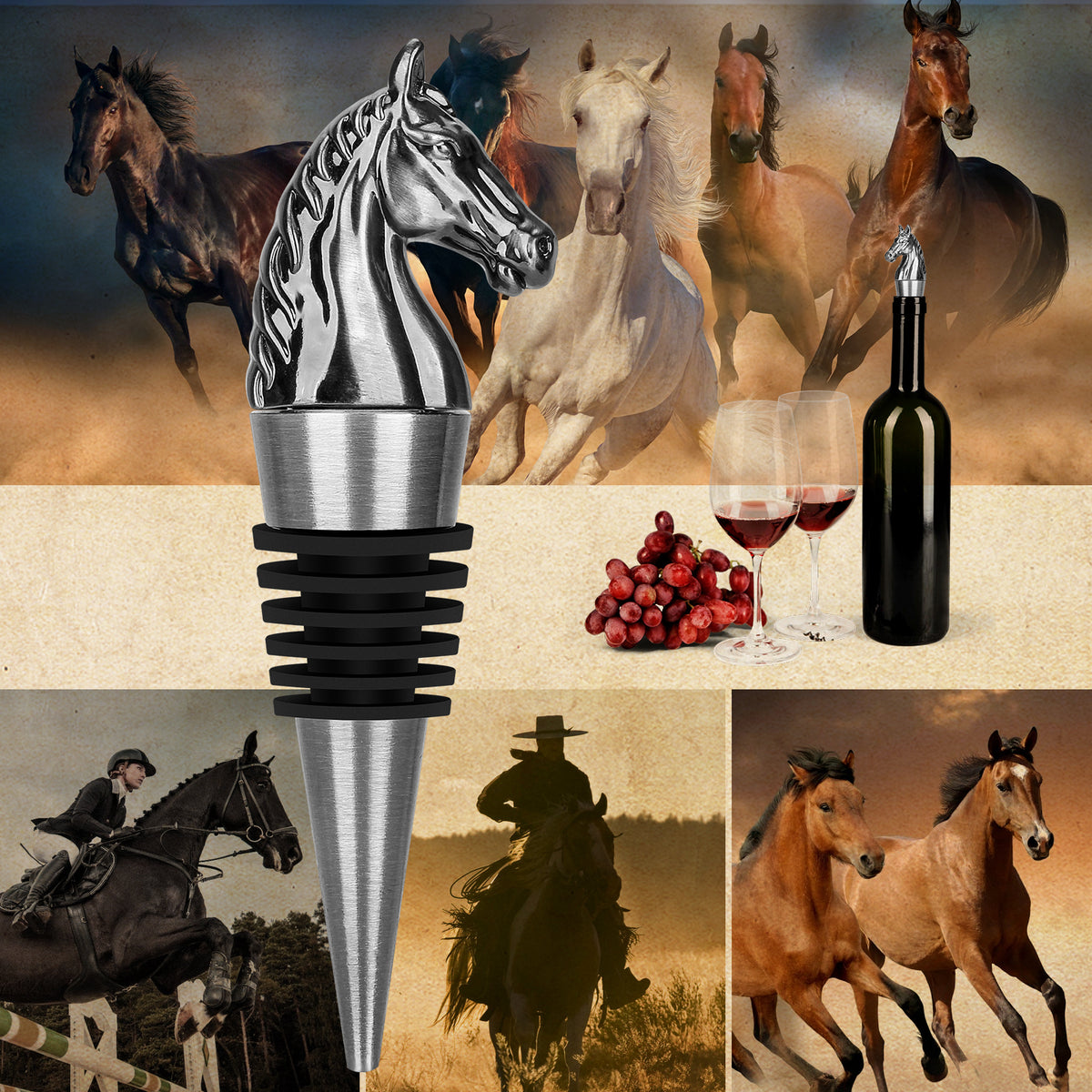 Luxury Horse Head Wine Bottle Stopper Animal shaped Wine Stopper For Preserving - Image 5