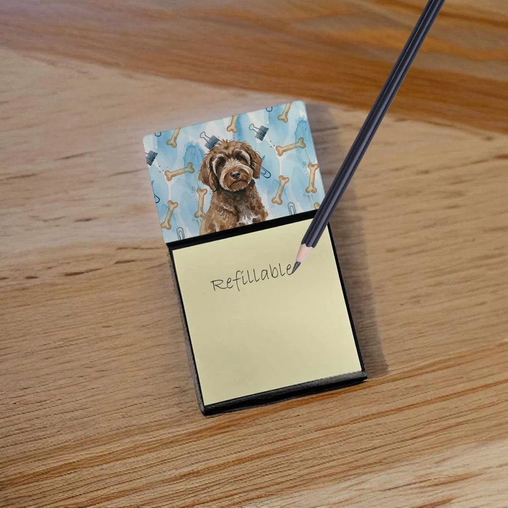 Brown Portuguese Water Dog Coworker Watercolor Sticky Note Holder Refillable - Image 6