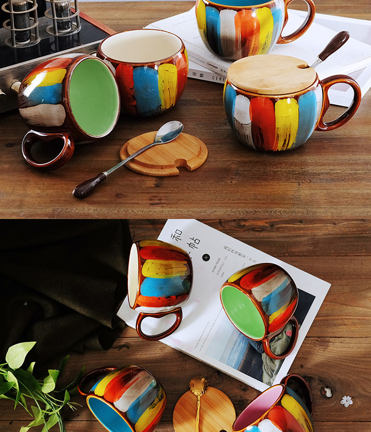 Creative ceramic cup milk cup water cup coffee cup breakfast cup couple cup to - Image 2