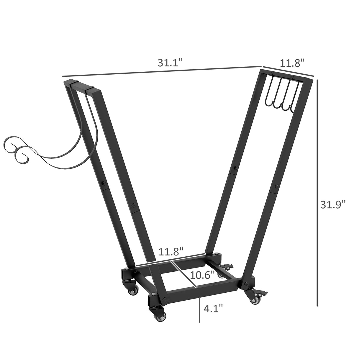 firewood rack with wheels metal detail and structure
