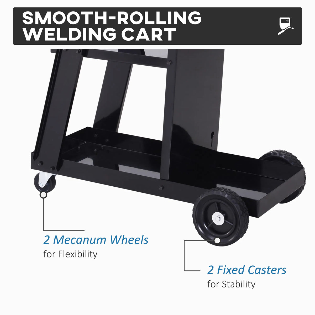 Welding Workhorse: Heavy Duty 3 Tier Welder Trolley Cart with Safety Chain Black - Image 4