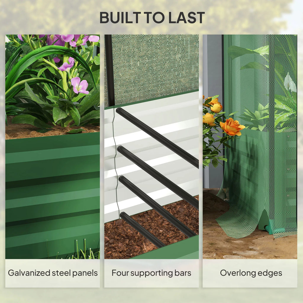 Galvanized Steel Planter Box with Crop Cage and Shade Cloth Raised Garden Bed - Image 5