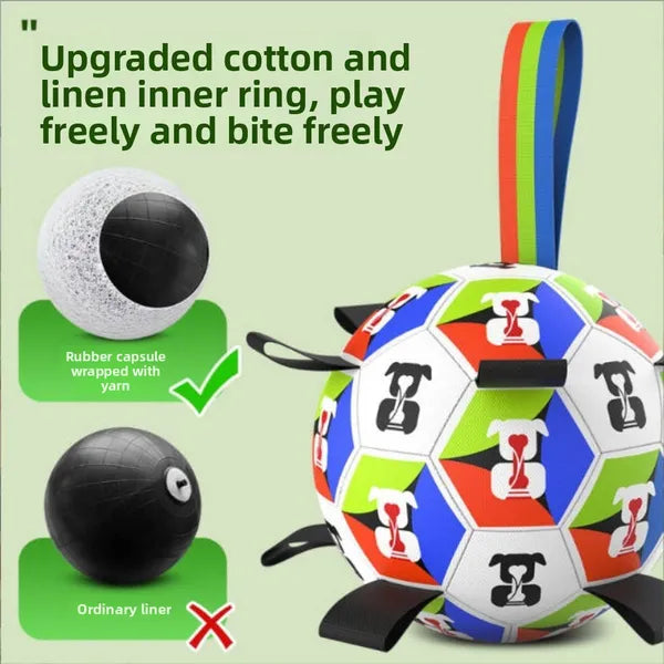 Dog Toys Soccer Ball With Straps Interactive Toys For Tug Of War Puppy - Image 4