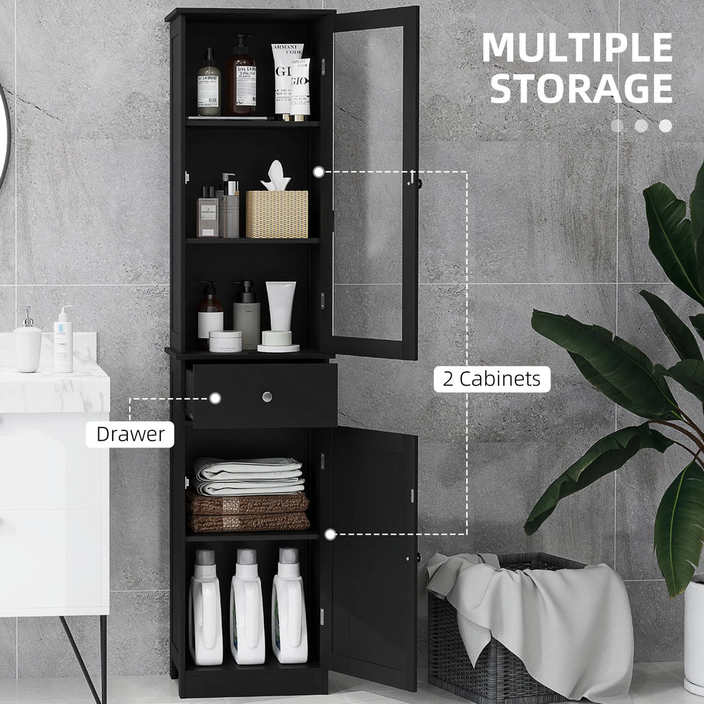 Tall Bathroom Cabinet Bathroom Storage Cabinet with Drawers 2 Doors and - Image 3