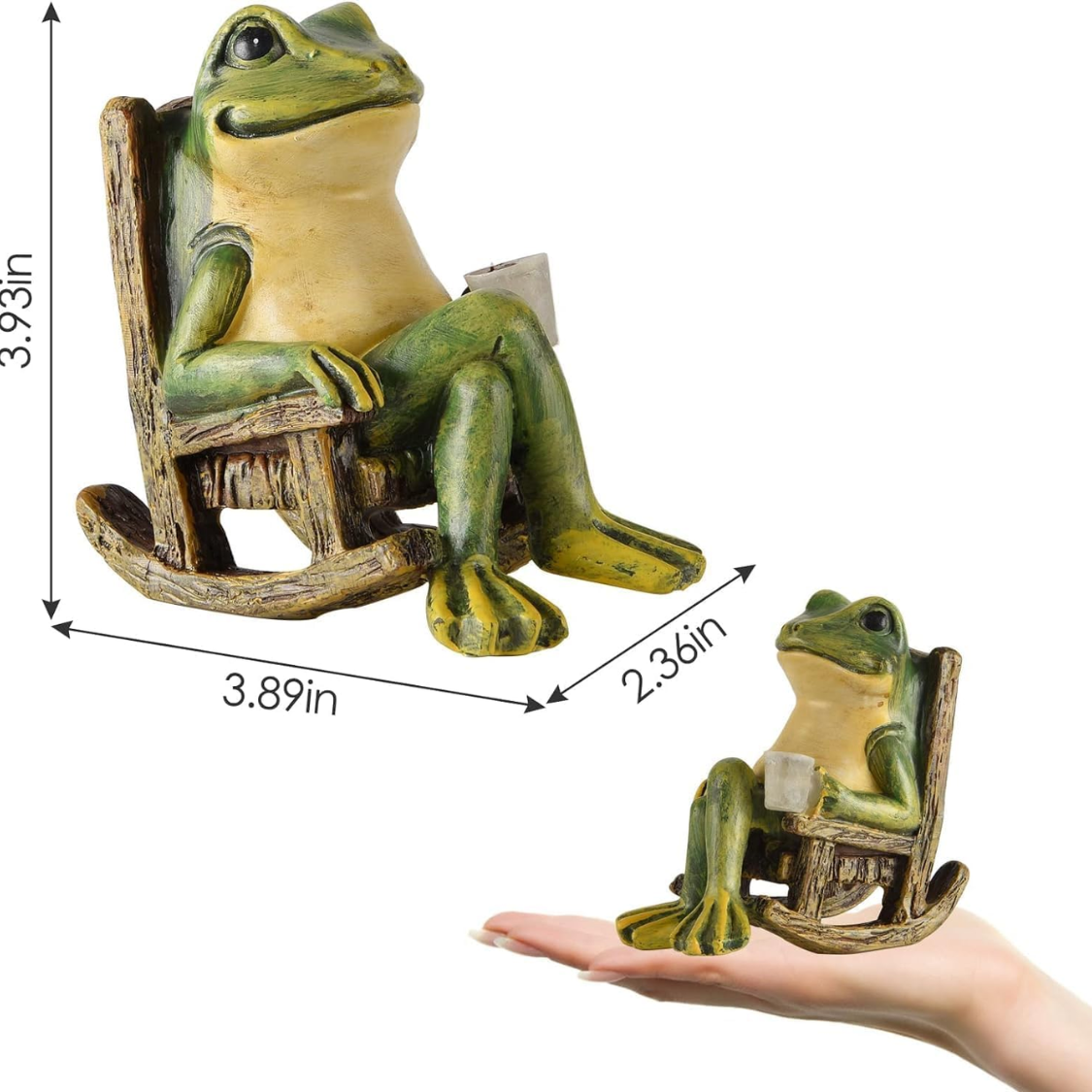 Miniature Frog Garden Statue Solar Outdoor Lights Fairy Decor Housewarming Gift - Image 3