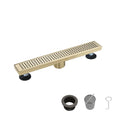 12 Inch Linear Shower Drain with Removable Square Patterned Grate 304