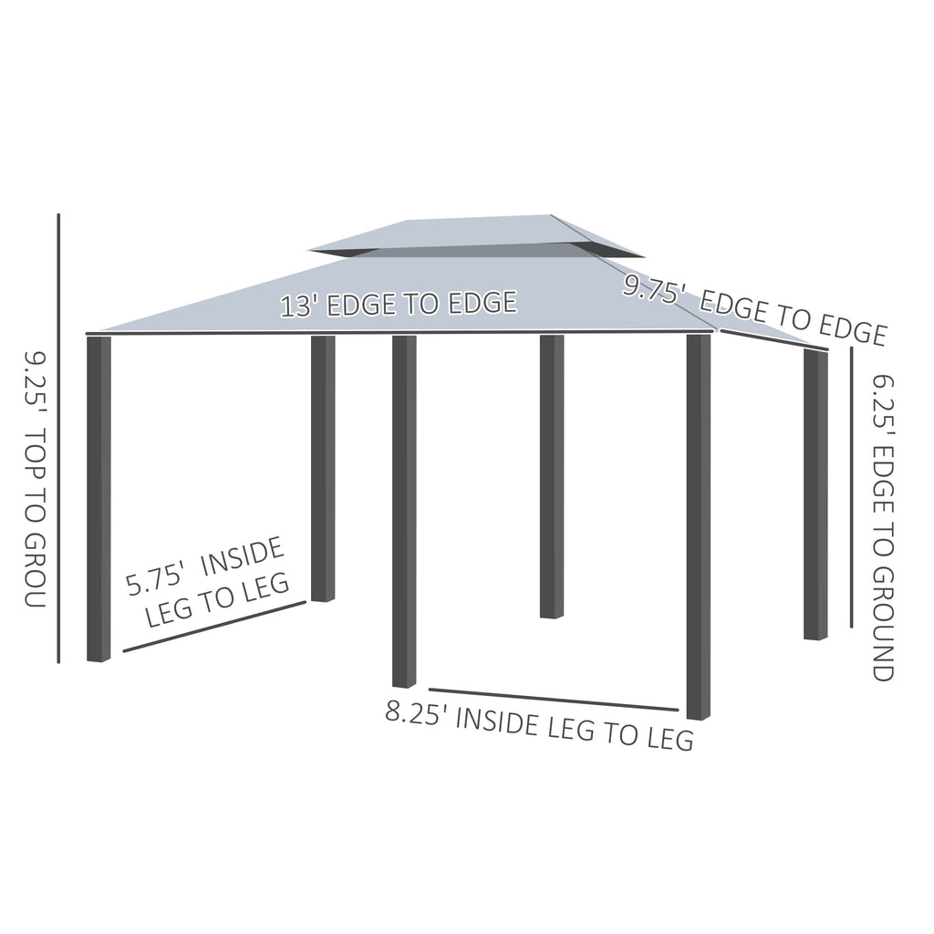 10x13 Outdoor Soft-Top Gazebo with Curtains and Two-Tier Roof