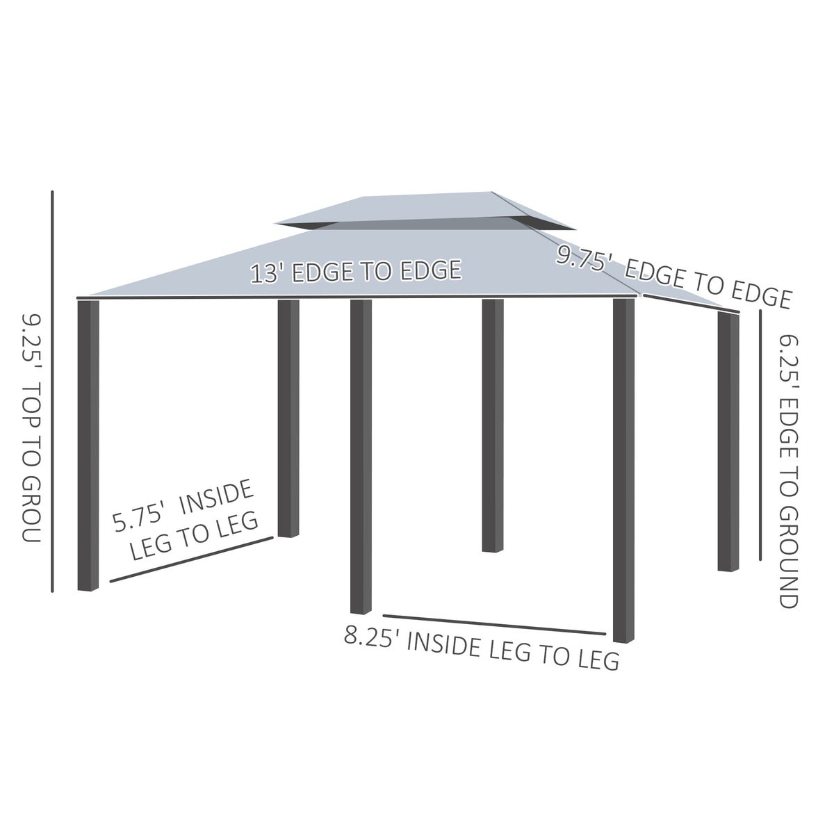 10x13 Outdoor Soft-Top Gazebo with Curtains and Two-Tier Roof