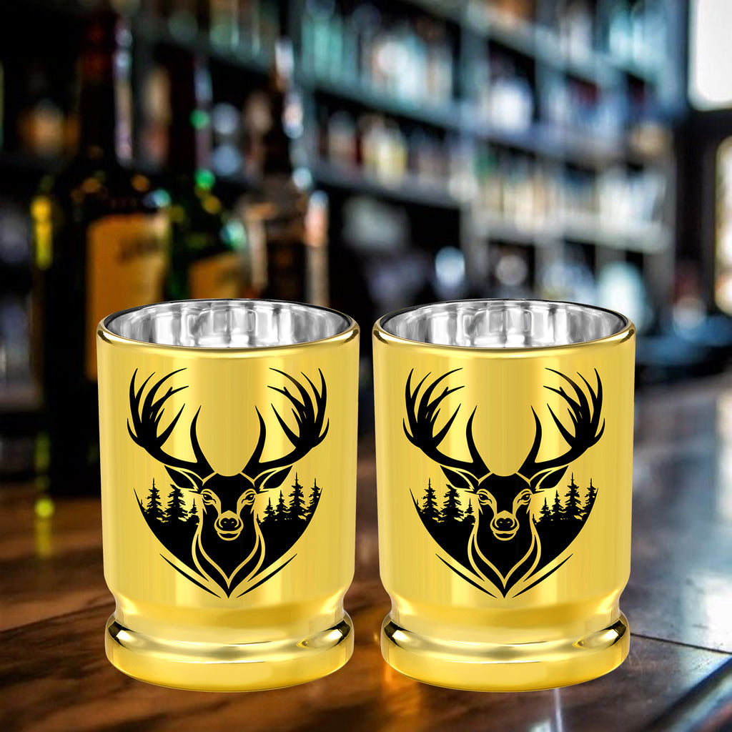 2pcs 50 Caliber Deer Head Golden Plastic Wine Glasses With Gift Box Leak