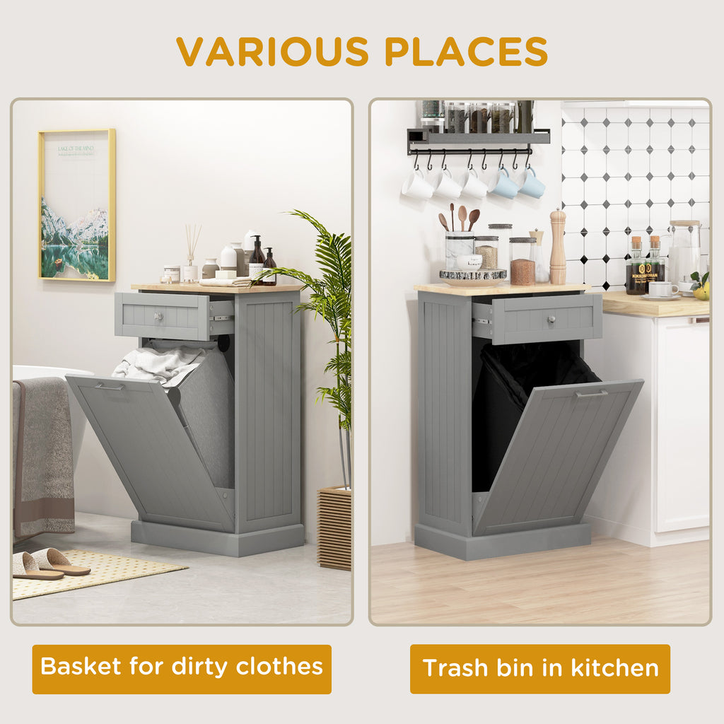 Kitchen Tilt Out Trash Bin Cabinet Free Standing Recycling Cabinet Trash Can - Image 4